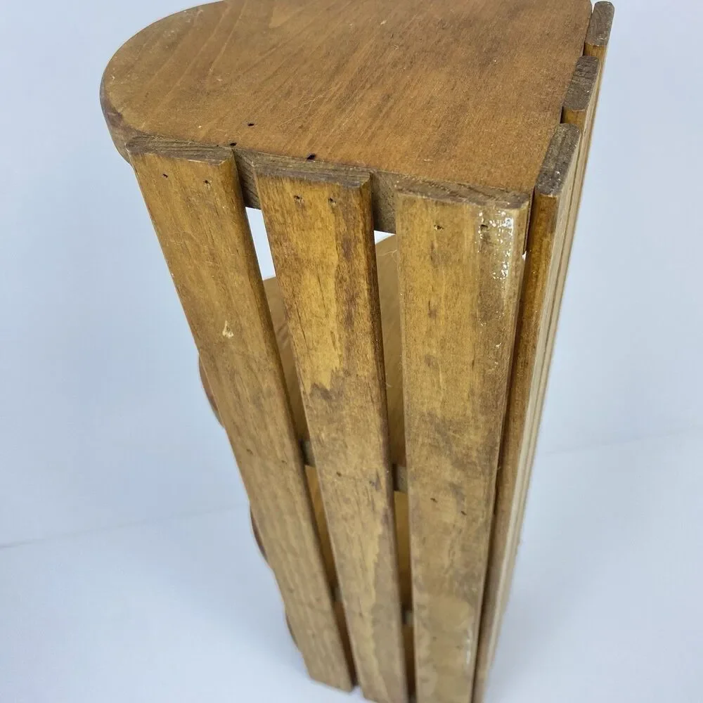 Vintage Old Handmade Solid Wood Wooden Heart Tier Tiered Wall Corner Decor Shelf